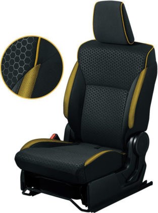 シートパイピングやシート側面のカラーアクセント イエロー